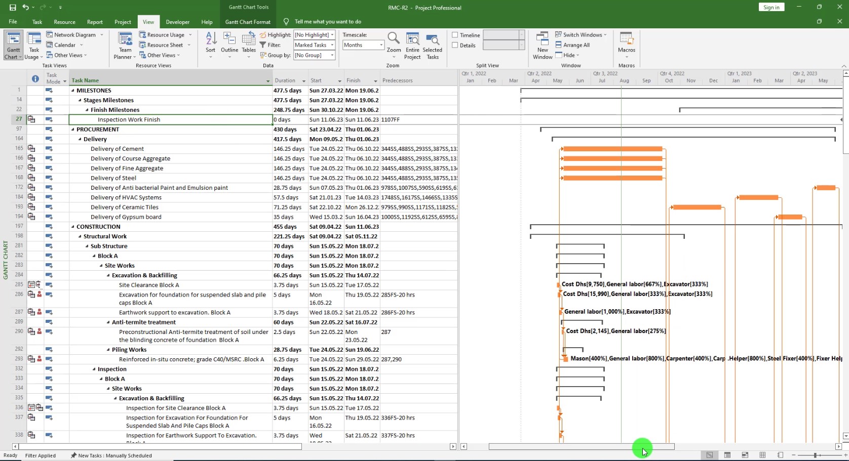 Ms project filter driving predecessors Figure 15