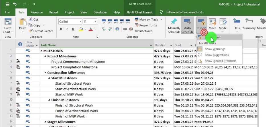 Ms project filter driving predecessors Figure 19