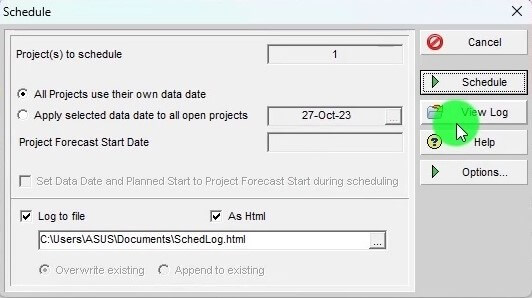 01 View Log Schedule for Out of Sequence