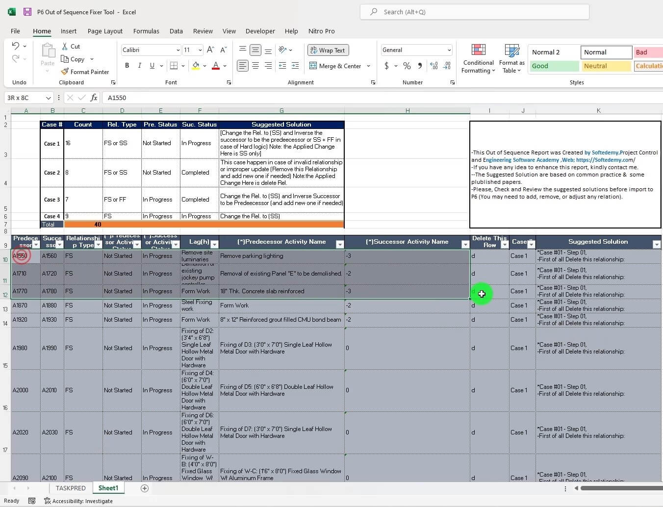 12 Copy the columns from Fixer Tool to exported sheet